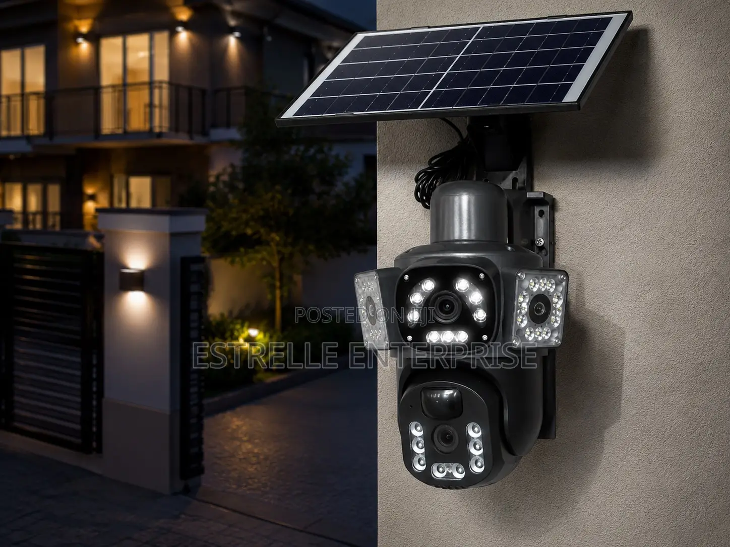 4G Solar CCTV Camera Double Lens With Panel Outdoor Security