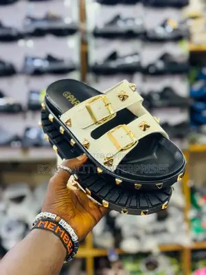 Chunky Black Double-Strap Platform Slide Sandals