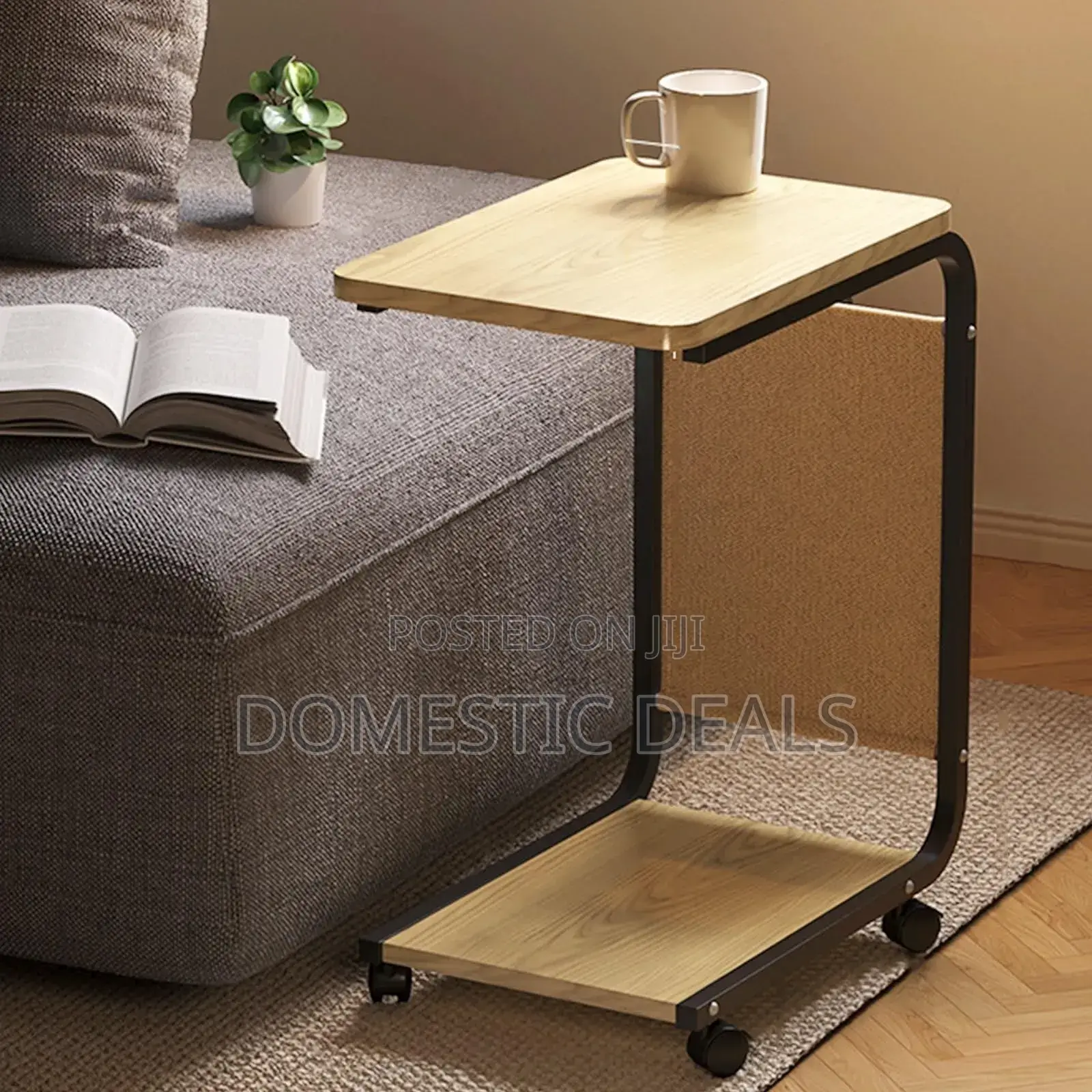 Mobile Side Table With Wheels Pocket