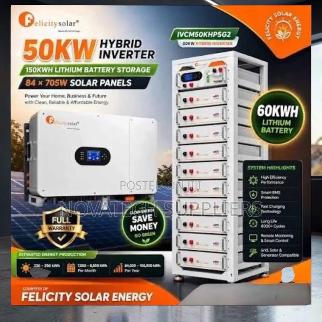 50KW Solar System With 60kWh LiFePO4 Battery Backup Large Solar System
