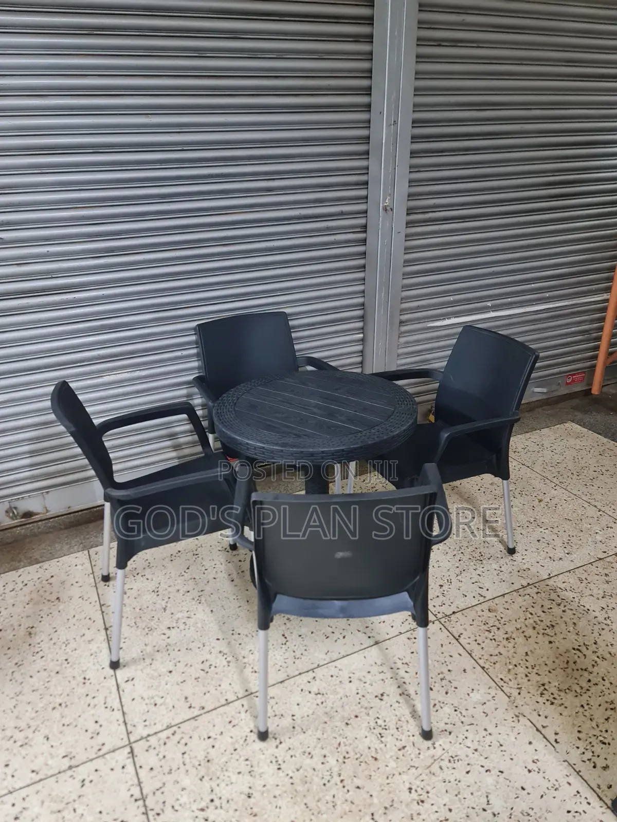 Jumbo Plastic Table and Chairs Plastic Table and Chairs Set Black