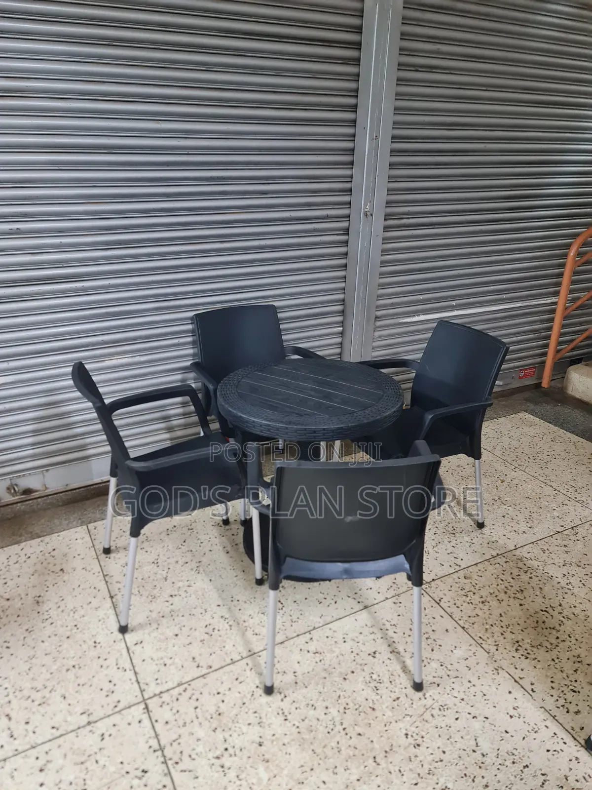 Jumbo Plastic Table and Chairs Plastic Table and Chairs Set Black