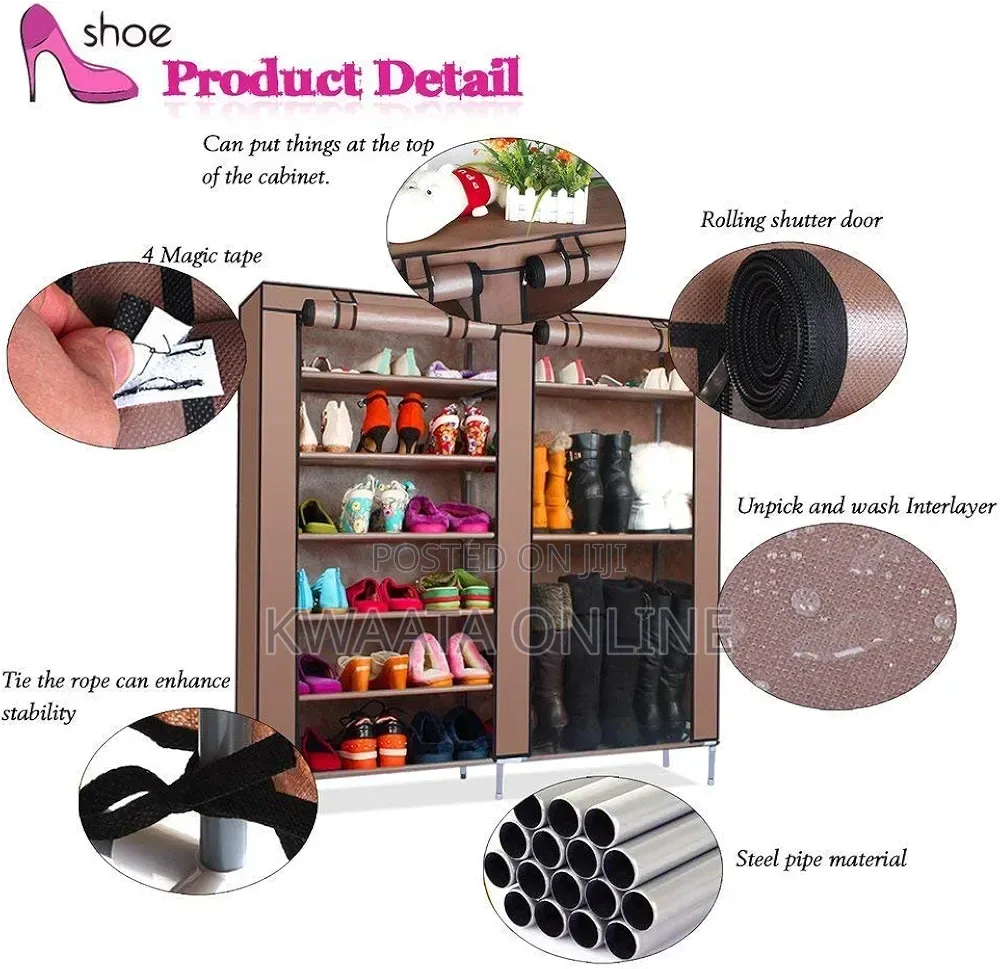 Folding Shoe Rack- Double 6 Layer. Shoe Organiser Multipurpose Rack