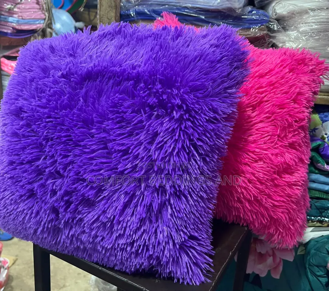 Plain Colour Fluffy Cushions Purple