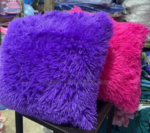 Plain Colour Fluffy Cushions Purple
