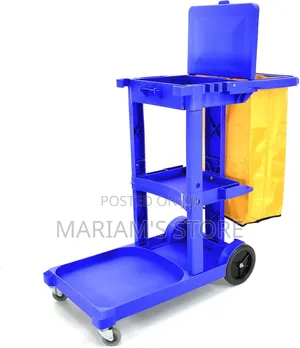 Commercial Cleaning Cart With a Large Waste Management Bag and Shelve