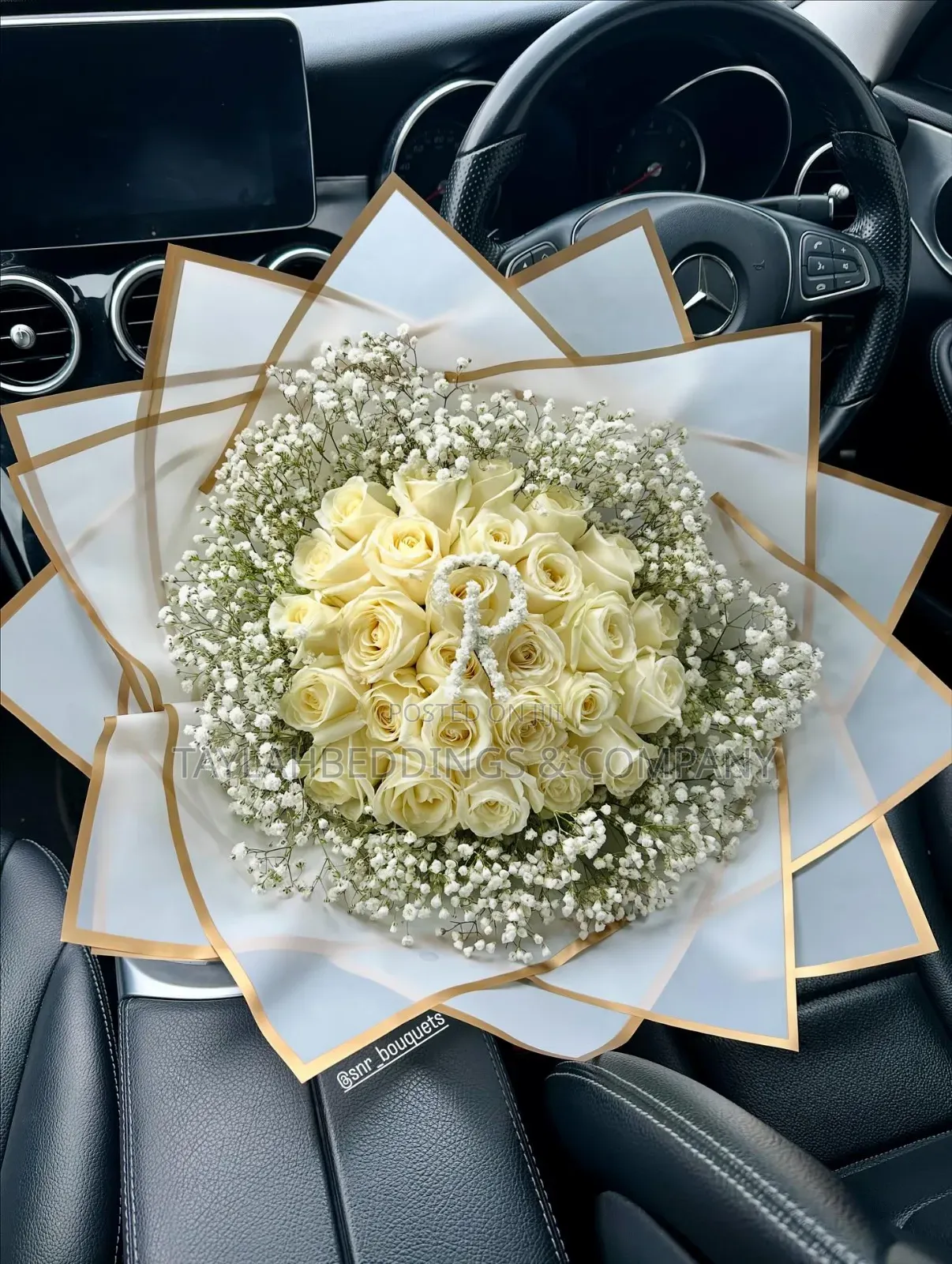 All White Rose Bouquet