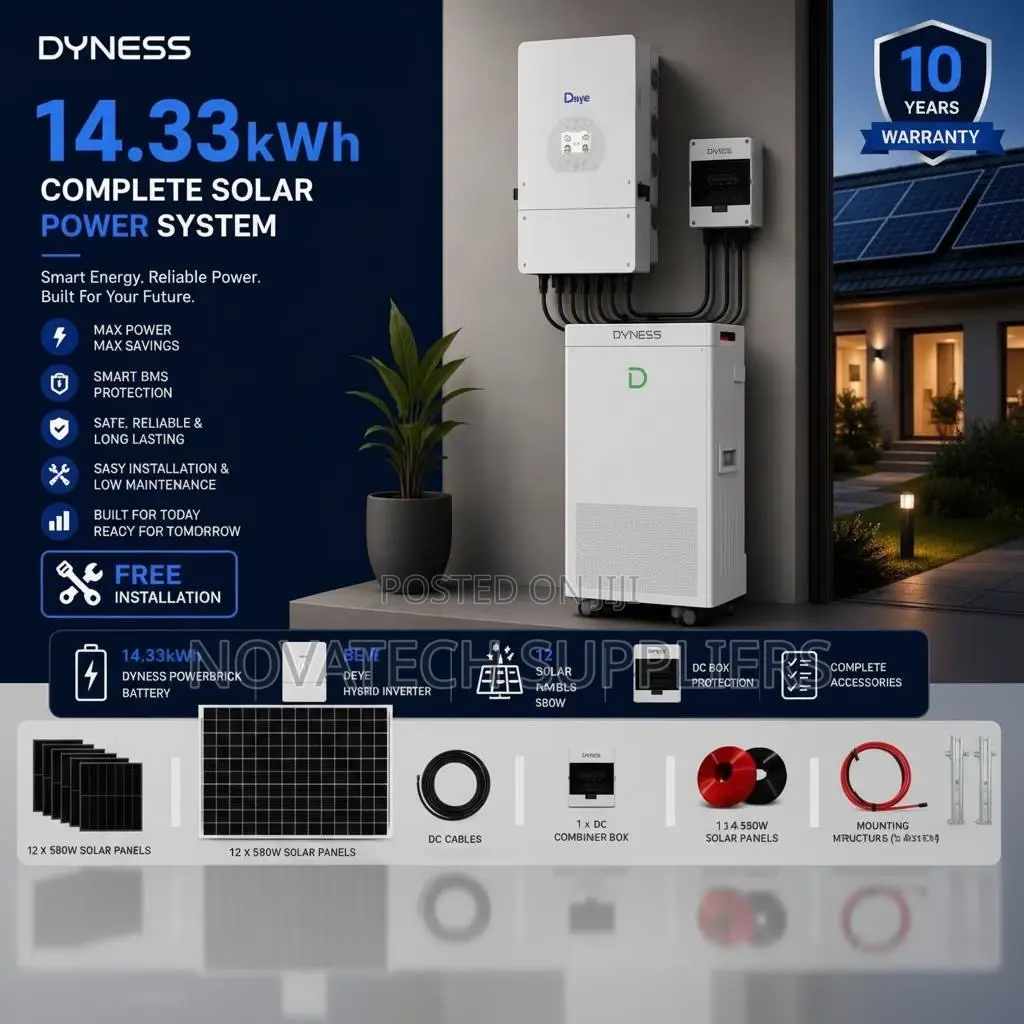 1. 33kWh Dyness Lithium Battery 8kW Hybrid Solar Backup System