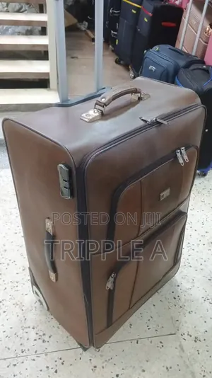 Brown Leather-Look Suitcase Large