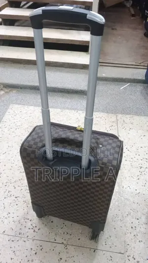 Small Brown and Black Checkered Suitcase