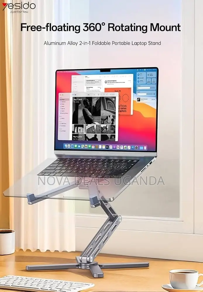 Yesido Aluminum 360 RotatingFoldable 2-in-1 Laptop Height Holder LP09