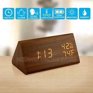 Triangular Wooden Digital Alarm Clock