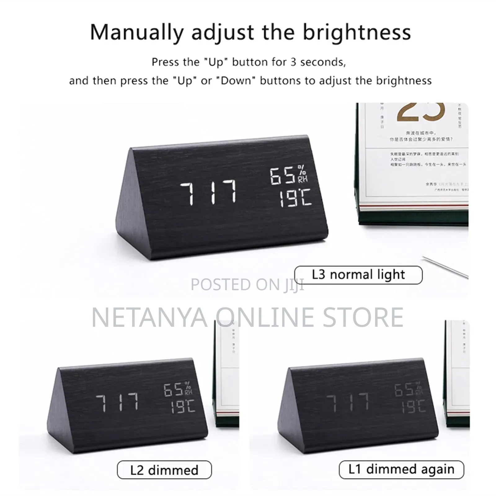 Triangular Wooden Digital Alarm Clock