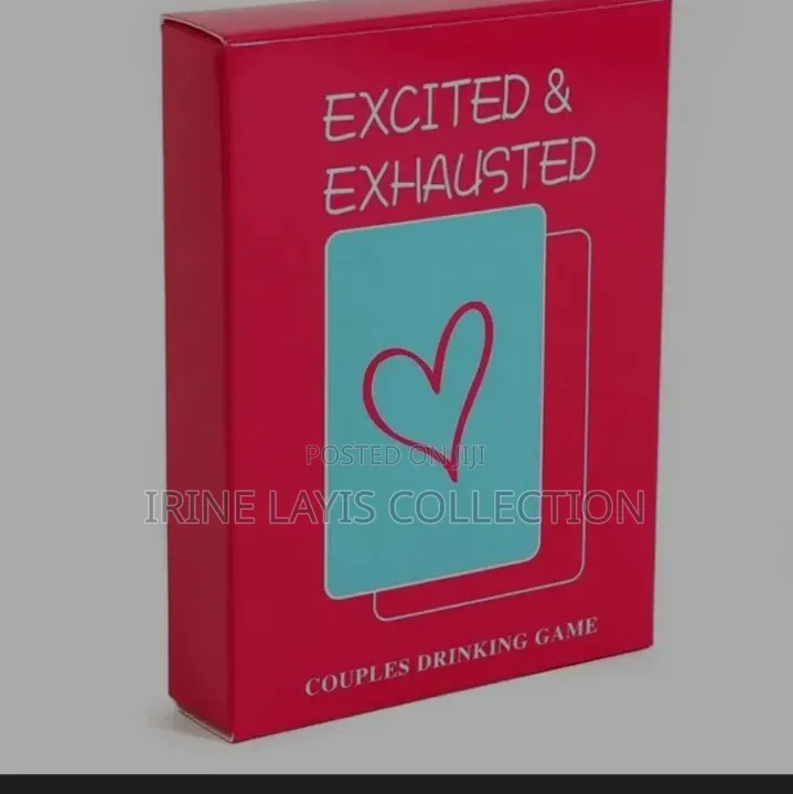Excited Exhausted" Couples Drinking Card Game.