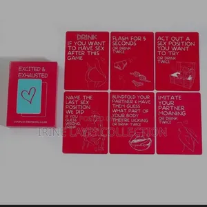 Excited Exhausted" Couples Drinking Card Game.