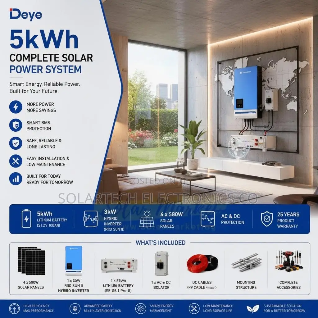 5kWh Deye Lithium Solar Kit With Smart BMS 3kW Inverter