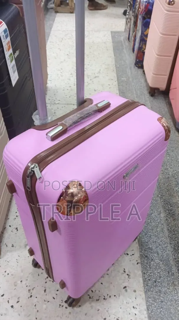Pink Hard- Shell Rubber Plastic Suitcase