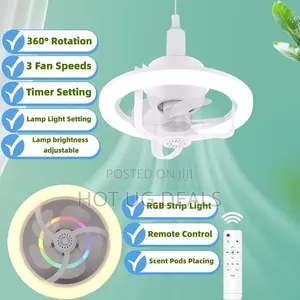 Fan With Light - Remote Ceiling Fan With 360 Rotation, RGB Mode