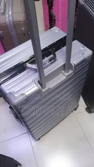 Medium Silver-Colored Luggage Suitcase