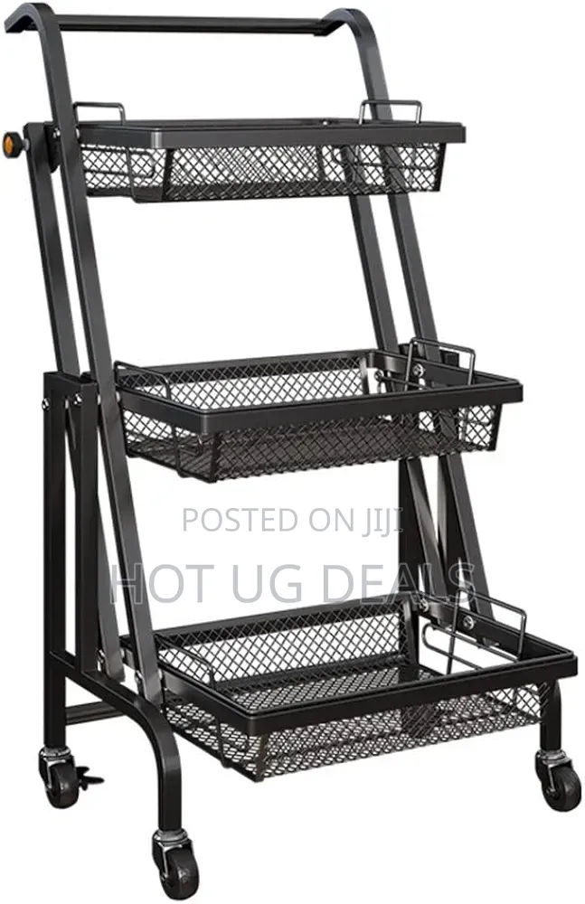 Trolley Stall Folding Portable Kitchen Storage Rack Metal Stand