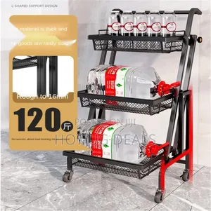 Trolley Stall Folding Portable Kitchen Storage Rack Metal Stand