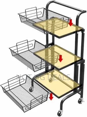 Trolley Stall Folding Portable Kitchen Storage Rack Metal Stand
