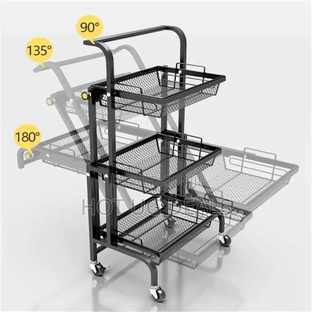 Trolley Stall Folding Portable Kitchen Storage Rack Metal Stand