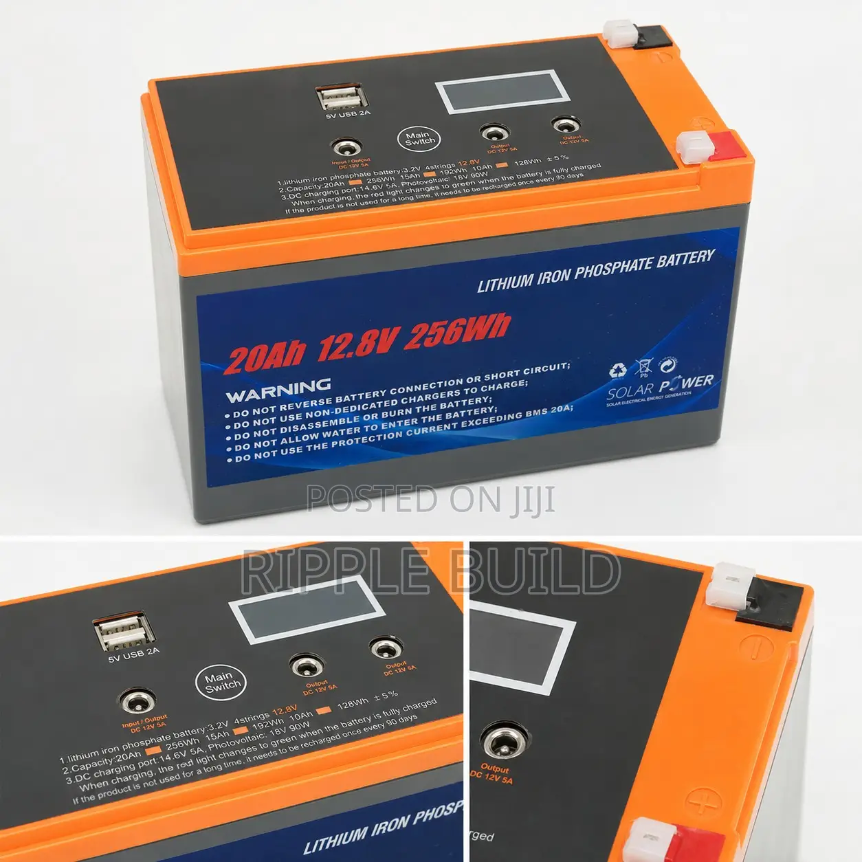 12V 20Ah LiFePO4 Lithium Battery 256Wh Solar Backup