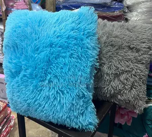 Plain't Colour Fluffy Cushions Blue