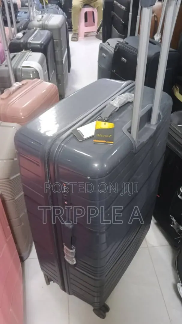 Large Rubber Grey Plastic Suitcase