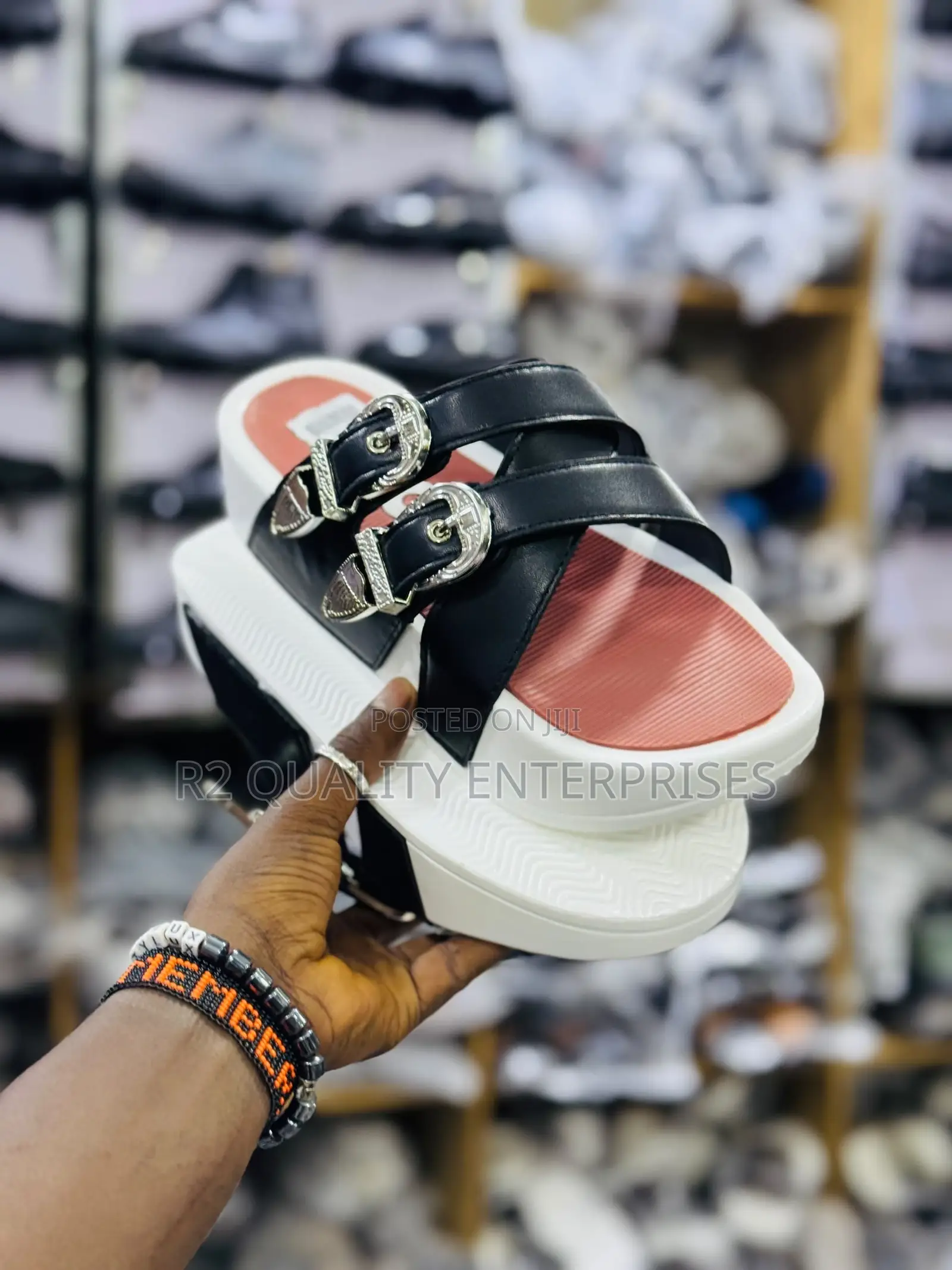 Double-Strap Platform Slide Sandal, Often Styled
