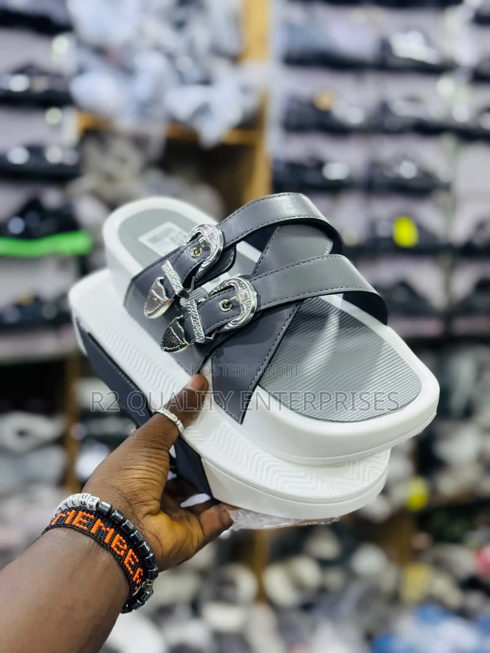 Double-Strap Platform Slide Sandal, Often Styled
