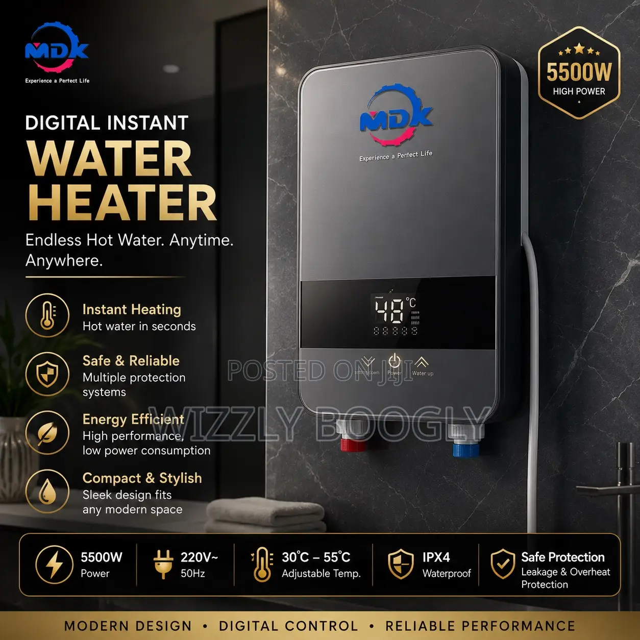 MDK Premium Digital Instant Water Heater.