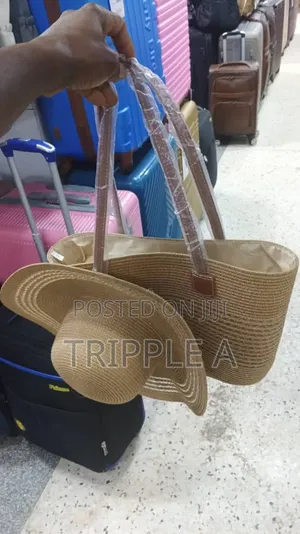 Summer Straw Woven Beach Bag and Hat