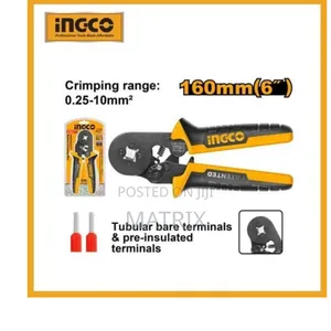 INGCO 6” Ratchet Crimping Plier for Tubular Bare Terminals