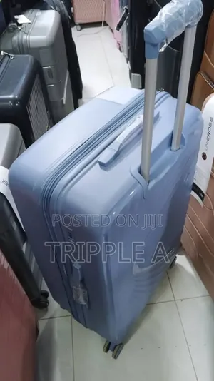 Classy Blue Ribbed Suitcase ( Large)