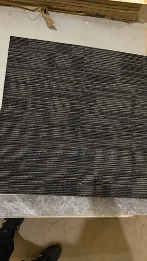 Black and Grey Woolen PVC Tile Carpets