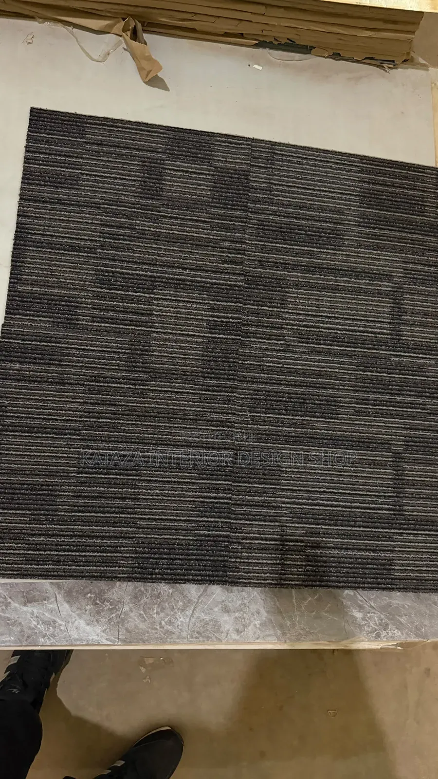 Black and Grey Woolen PVC Tile Carpets