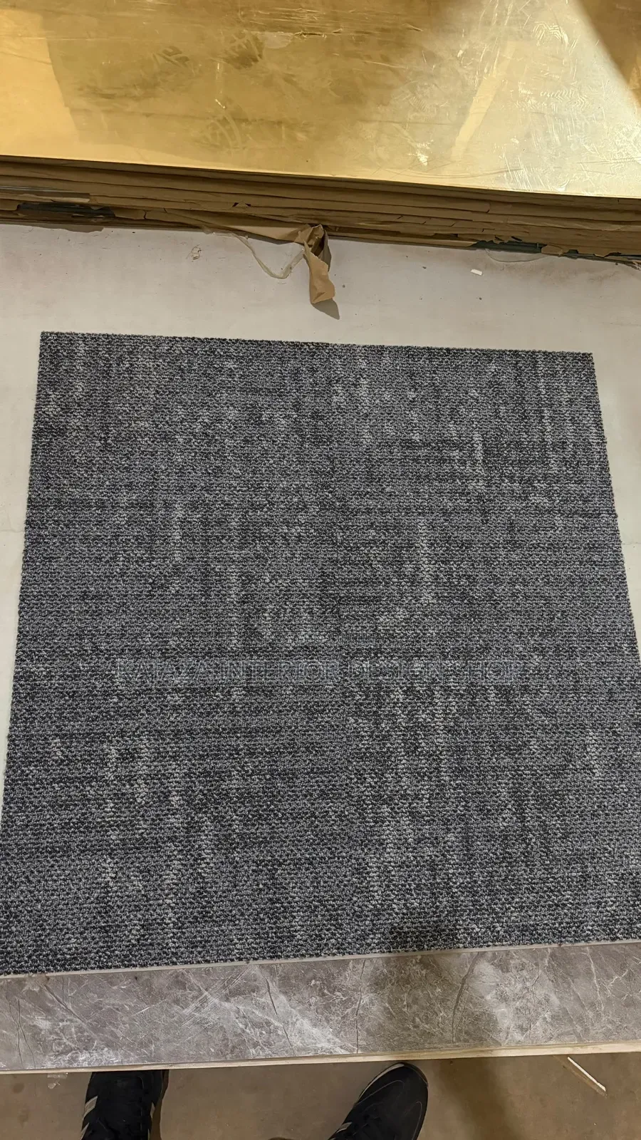 Black and Grey Woolen PVC Tile Carpets
