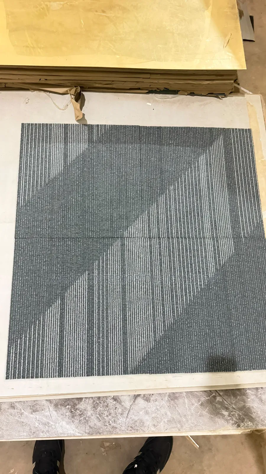 Black and Grey Woolen PVC Tile Carpets
