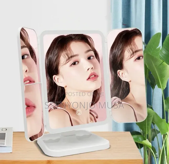 Folding LED Makeup Mirror With 3-Tone Lights Magnifying Mirror