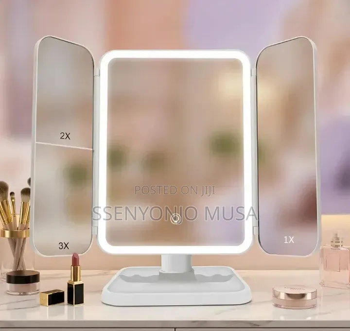 Folding LED Makeup Mirror With 3-Tone Lights Magnifying Mirror