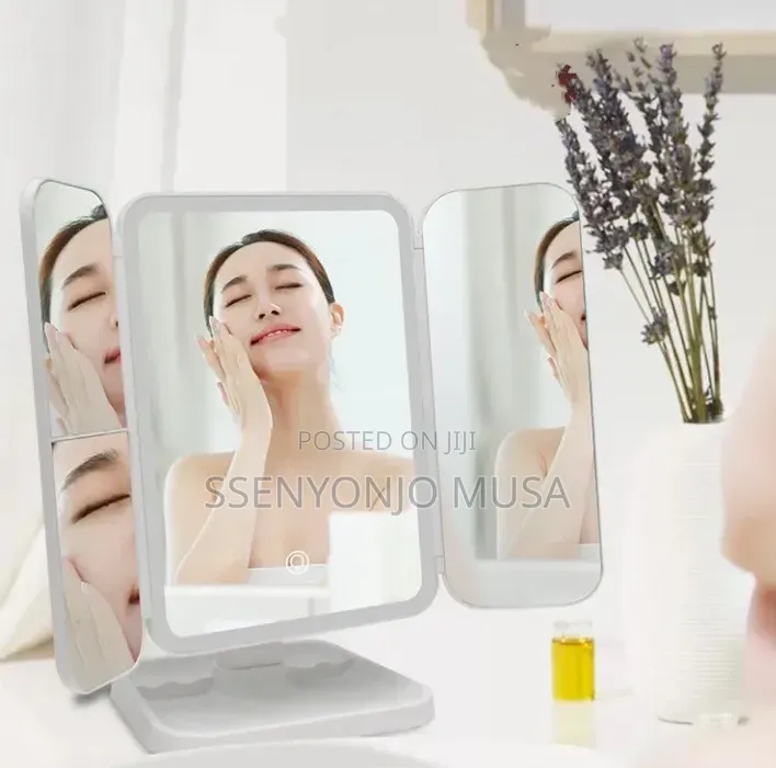 Folding LED Makeup Mirror With 3-Tone Lights Magnifying Mirror