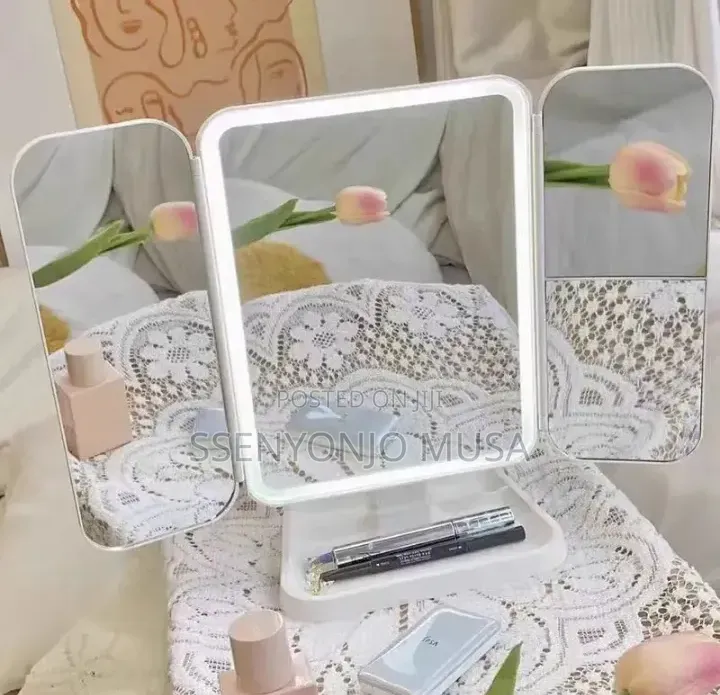 Folding LED Makeup Mirror With 3-Tone Lights Magnifying Mirror