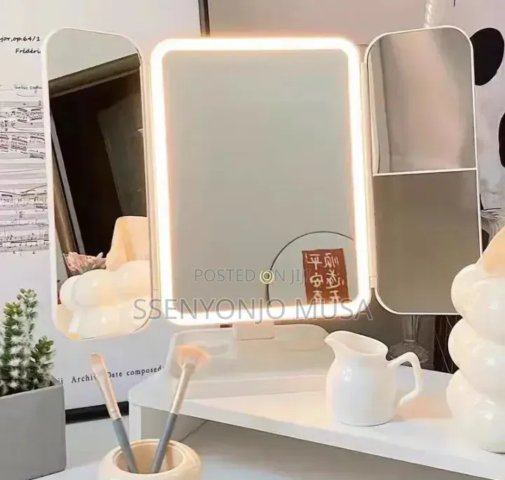 Folding LED Makeup Mirror With 3-Tone Lights Magnifying Mirror