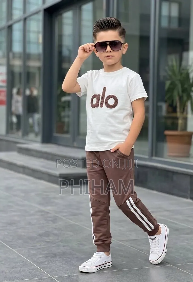 Kids 2pc Set( Brown and Navy Blue)
