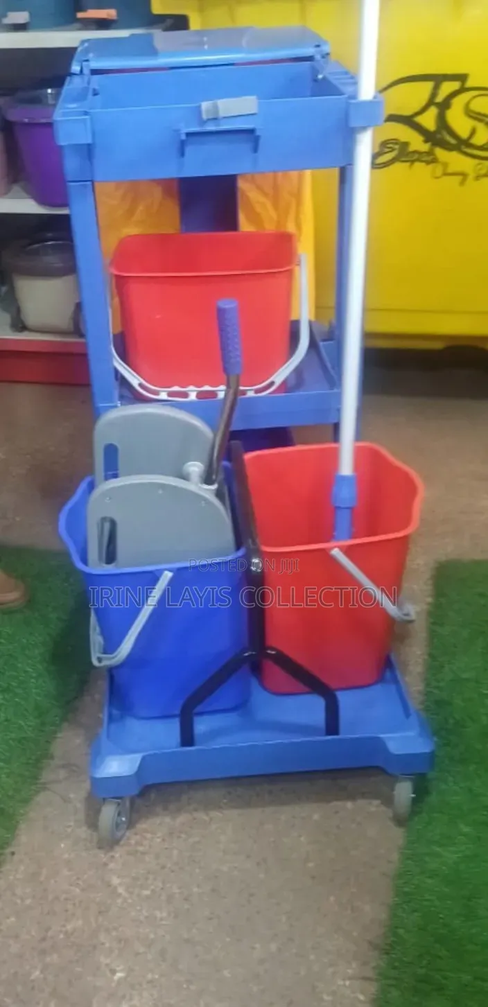 Commercial Janitorial Trolley With a Mop Wringer System.