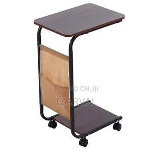 C-Shaped Side Table With Storage Basket