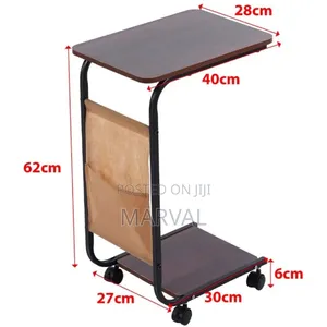C-Shaped Side Table With Storage Basket
