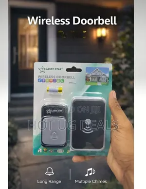 Wireless Doorbell Kit With Transmitter Button and Receiver.